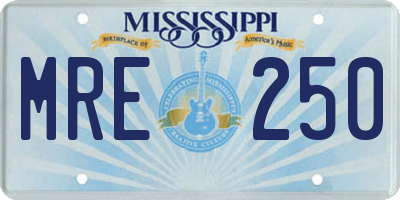 MS license plate MRE250