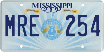 MS license plate MRE254