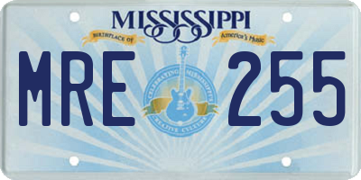 MS license plate MRE255