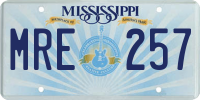 MS license plate MRE257