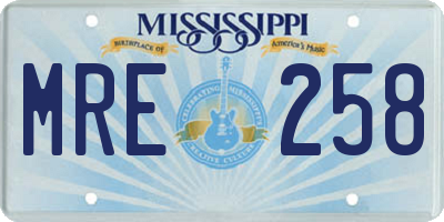 MS license plate MRE258