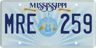 MS license plate MRE259