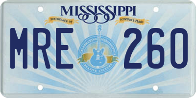 MS license plate MRE260