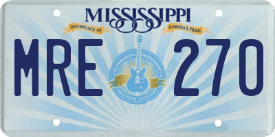 MS license plate MRE270