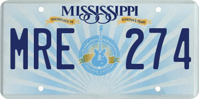 MS license plate MRE274