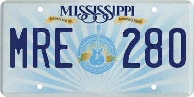 MS license plate MRE280