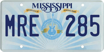 MS license plate MRE285