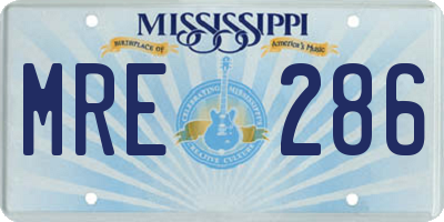 MS license plate MRE286