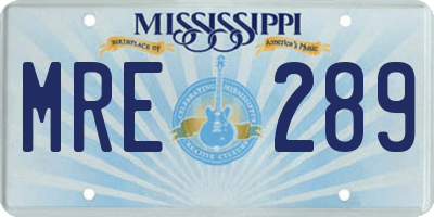 MS license plate MRE289