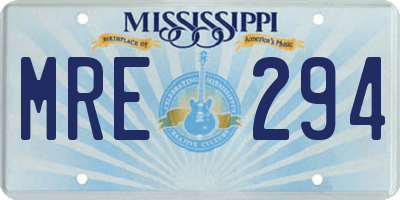 MS license plate MRE294