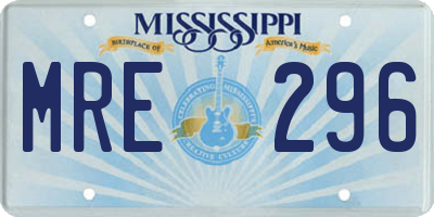 MS license plate MRE296