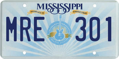 MS license plate MRE301