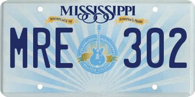 MS license plate MRE302