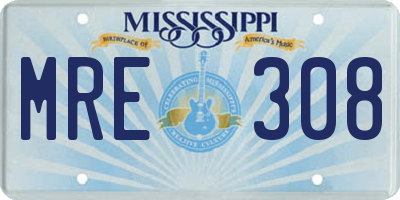 MS license plate MRE308