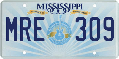 MS license plate MRE309