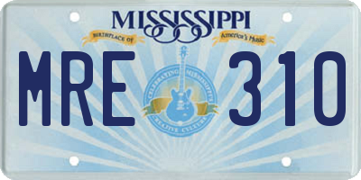 MS license plate MRE310
