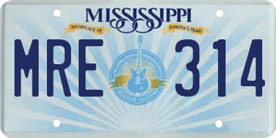 MS license plate MRE314