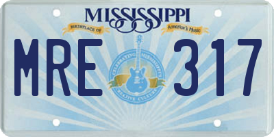 MS license plate MRE317
