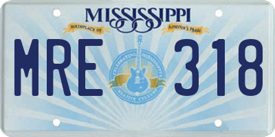 MS license plate MRE318