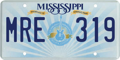 MS license plate MRE319