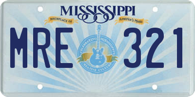 MS license plate MRE321