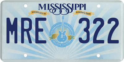 MS license plate MRE322