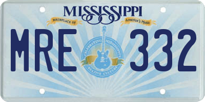 MS license plate MRE332