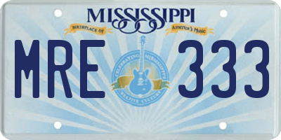 MS license plate MRE333