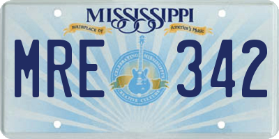 MS license plate MRE342