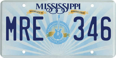 MS license plate MRE346