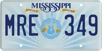 MS license plate MRE349
