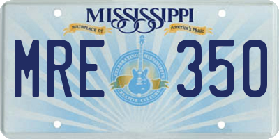 MS license plate MRE350