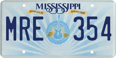 MS license plate MRE354