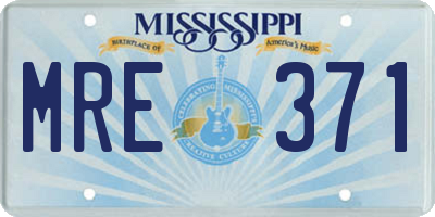 MS license plate MRE371