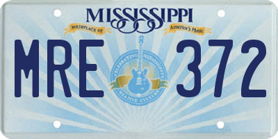 MS license plate MRE372