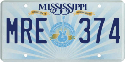 MS license plate MRE374