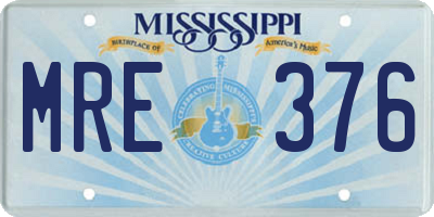 MS license plate MRE376