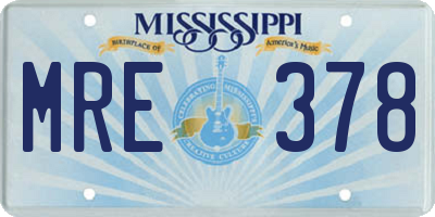 MS license plate MRE378
