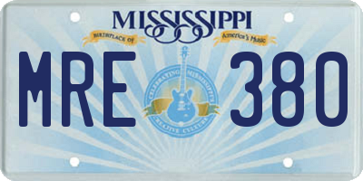 MS license plate MRE380
