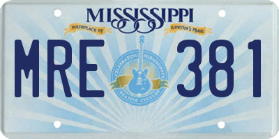 MS license plate MRE381