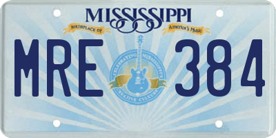 MS license plate MRE384