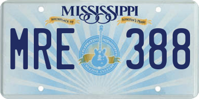 MS license plate MRE388