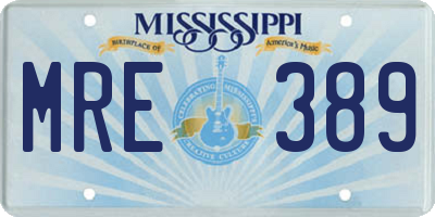MS license plate MRE389
