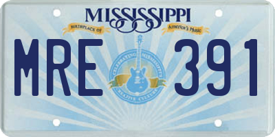 MS license plate MRE391