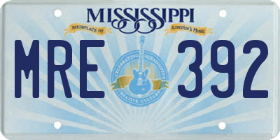 MS license plate MRE392