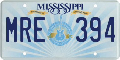 MS license plate MRE394
