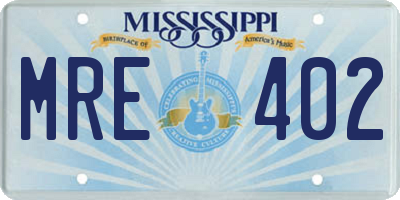 MS license plate MRE402