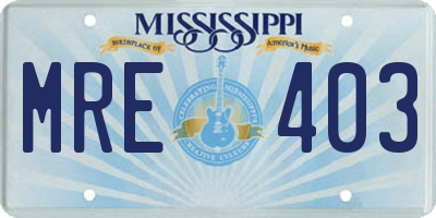 MS license plate MRE403