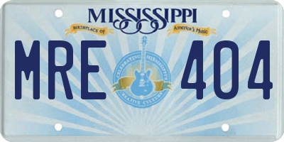 MS license plate MRE404