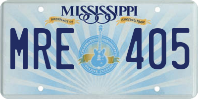 MS license plate MRE405